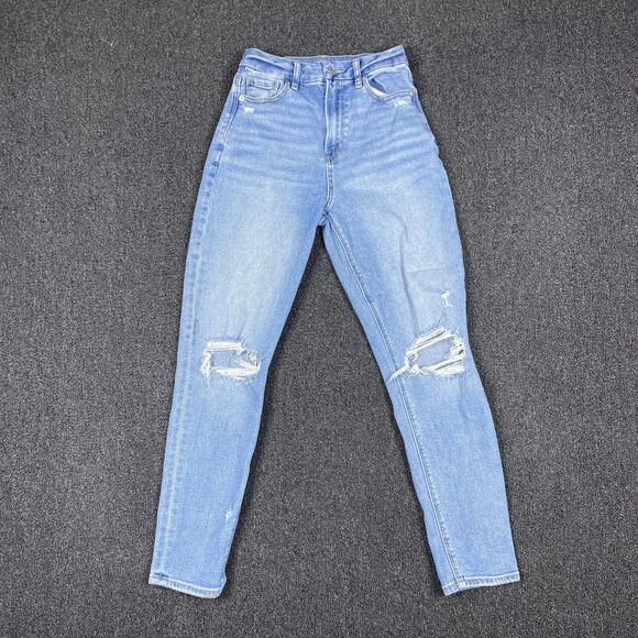American Eagle Outfitters Denim - American Eagle Curvy Mom Jeans Raw Hem Light Wash Blue Women’s Size 0 Regular
